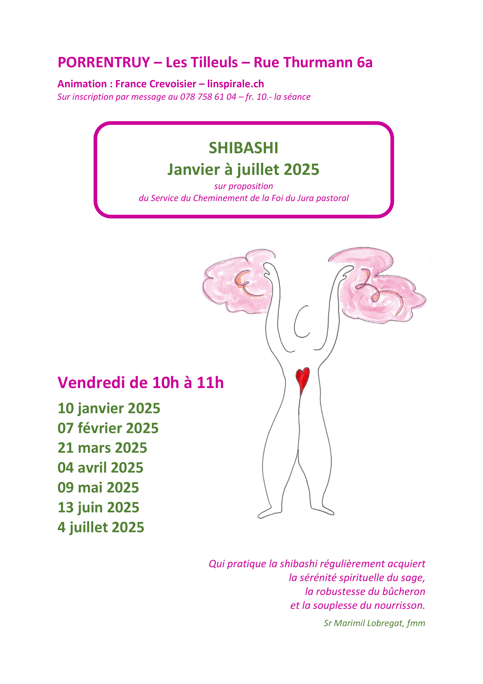Shibashi SCF dates 2ème semestre 2024 Porrentruy 1